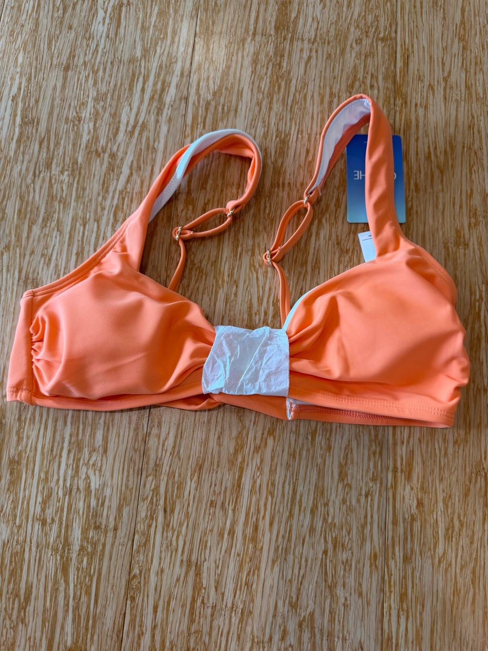 Cupshe Coral Orange Bikini Top with Ring Accents